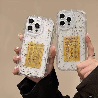 Чехол для телефона Apple 16, Золотая фольга, Капли клея, Ежедневная битва за золото, Восемь направлений к богатству, Новый год Змеи, Прозрачный для iPhone 17