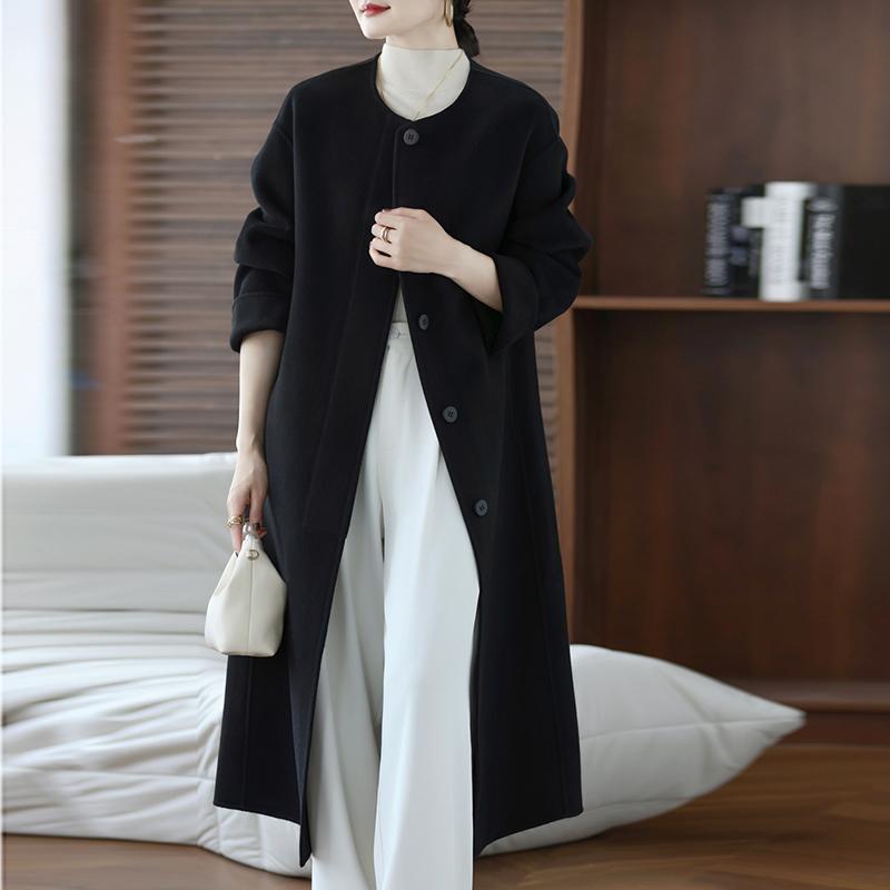 Женское пальто из 100% шерсти TIDENOVEL Осеннее шерстяное длинное пальто Ручной работы Пальто-бушлат Зимняя теплая шерстяная длинная куртка Пальто