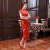 Этническое винтажное женское длинное тонкое платье Cheongsam с вышивкой китайского дракона Феникса