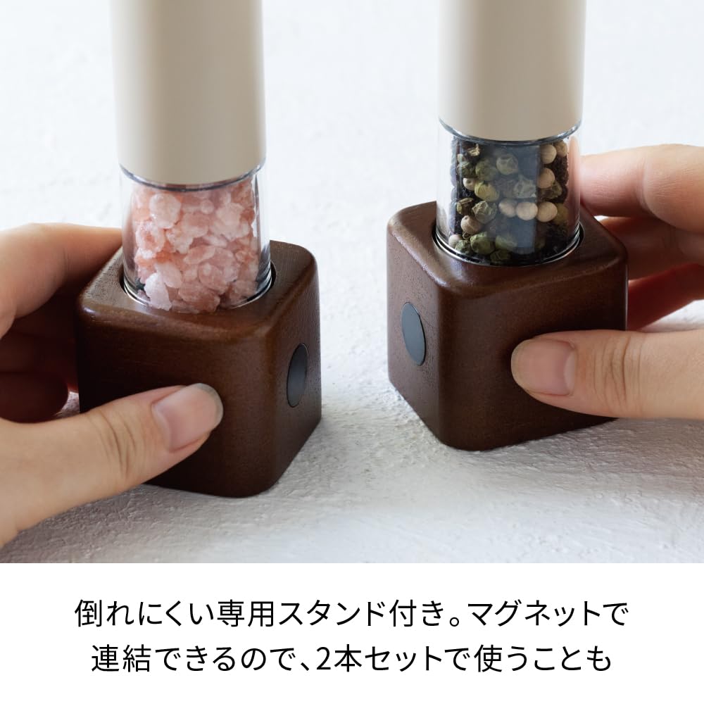 Электрическая мельница для соли и перца recolte, мини-электрическая мельница с регулируемой шероховатостью, тонкая, для работы одной рукой, набор из 2 штук серо-розового цвета и RMM-1(PK)