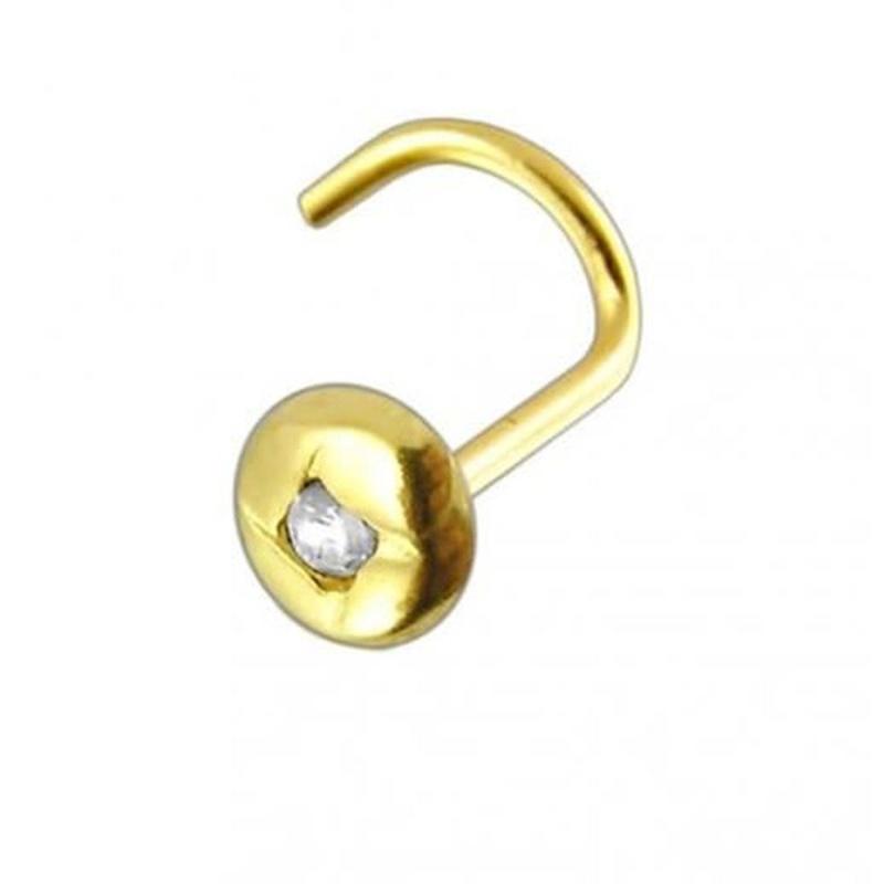 KODY PIERCING 14k Gold Piercing Nose Screw With a Cubic Zirconia - Quality Piercing
