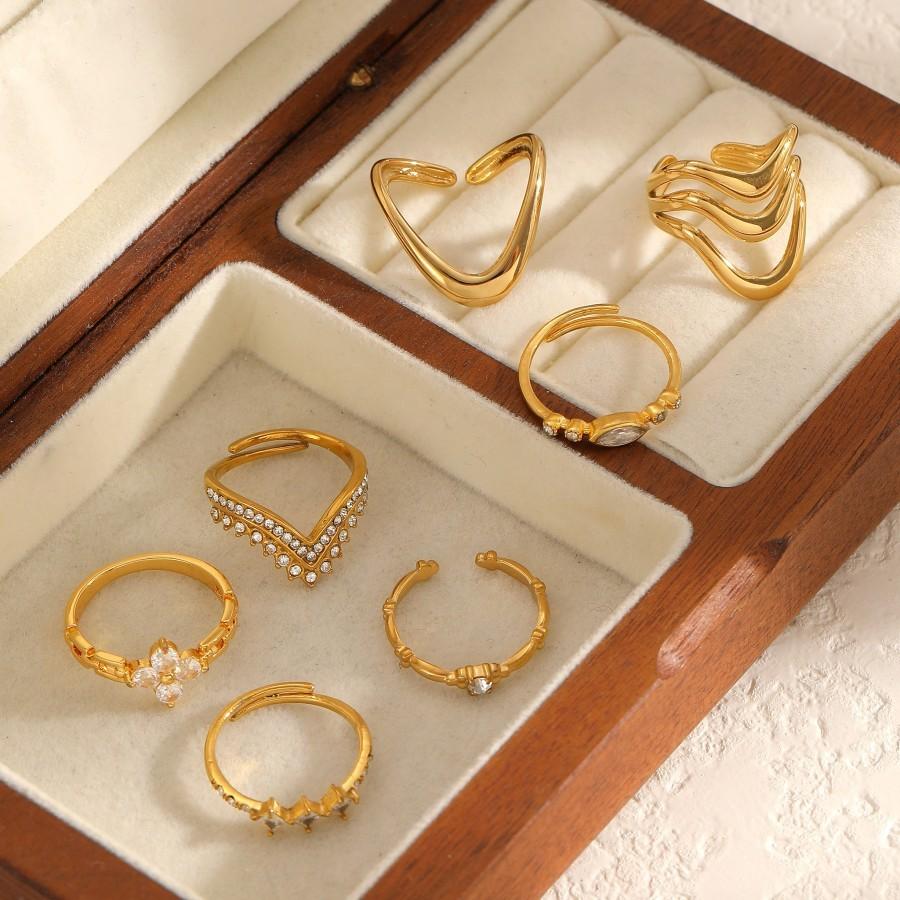 Геометрическое регулируемое кольцо из нержавеющей стали с бриллиантами для женщин и современная мода