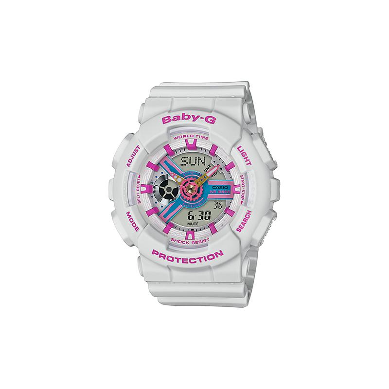 Casio BABY-G Двойной дисплей Девичий розовый Лазерный белый Матовая текстура Смола Водонепроницаемые Модные Спортивные Простые Ударопрочные Часы Кварцевый механизм BA-110NR-8A