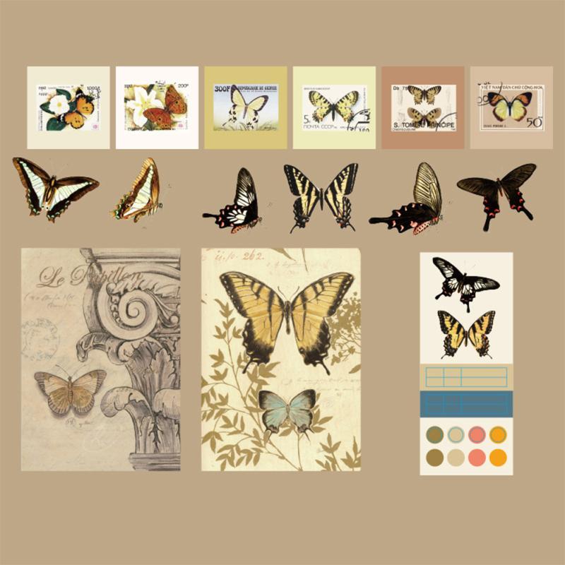 LUOM 15pcs Vintage Style Material Paper Retro Diy Hand-decorated Scrapbooking Stickers For Art