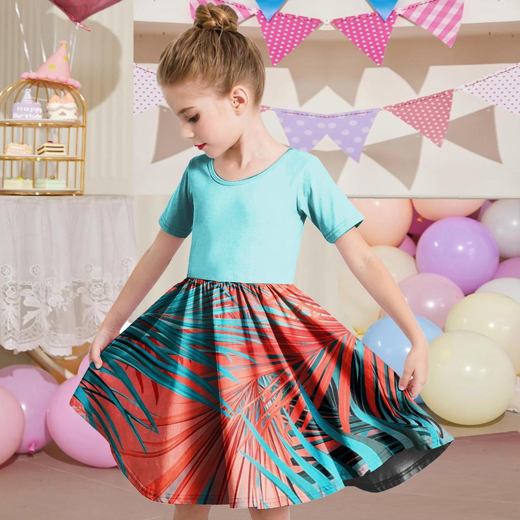 Летнее платье для девочек, платье для малышей, однотонное повседневное платье-футболка с коротким рукавом А-силуэта