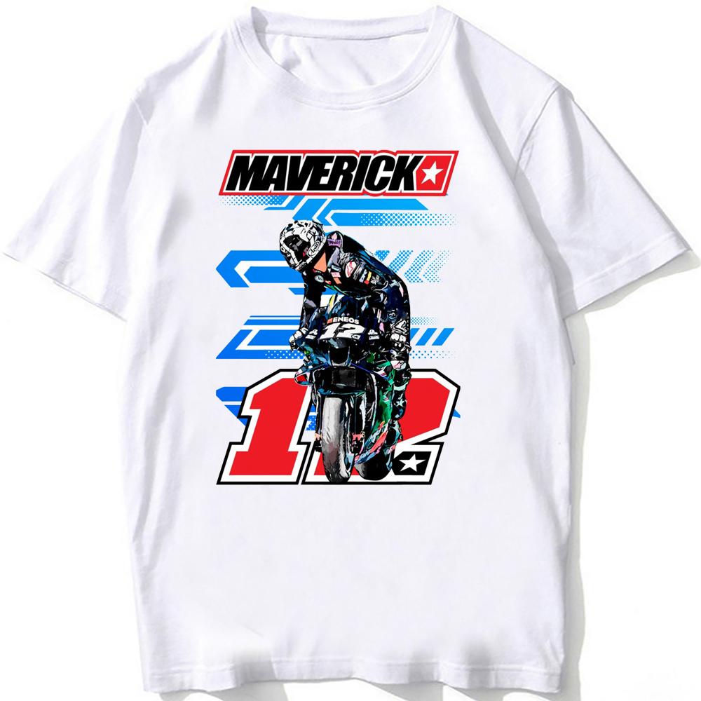 2025 New Maverick Vinales 12 Gp Race Rider Tshirt Summer Unisex Short Sleeve Motorcycle Sport Racing Boy Casual Tops White Tees
