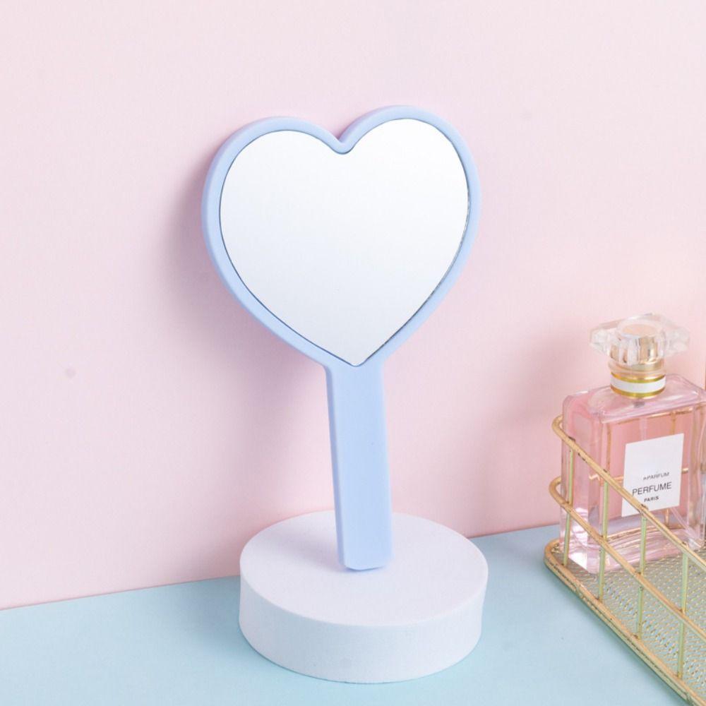 Cute Love Makeup Mirror Sweet Vanity Mirror Durable Heart Handle Mirror Eyelash Extensions