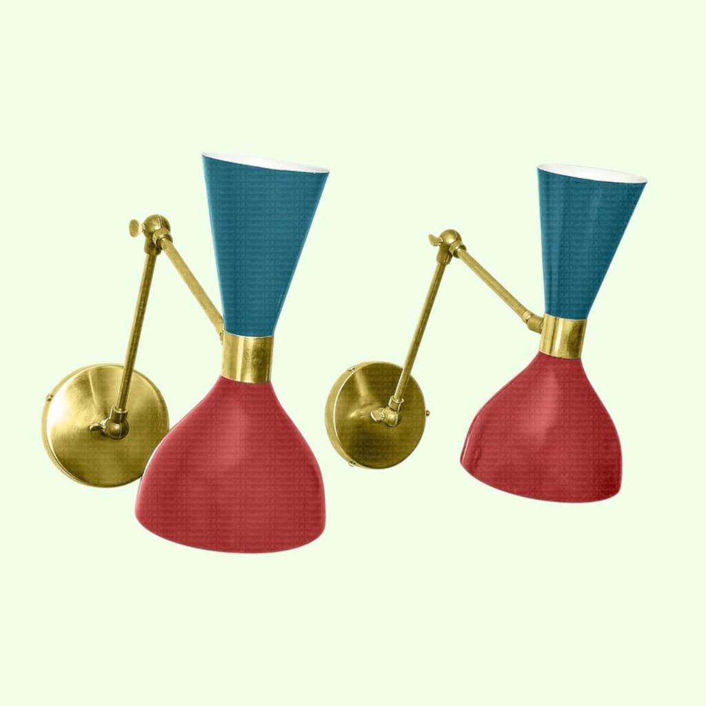 Настенный светильник середины 1950-х годов в итальянском стиле «модерн» в стиле «стилиново» Diablo Scones (Один)