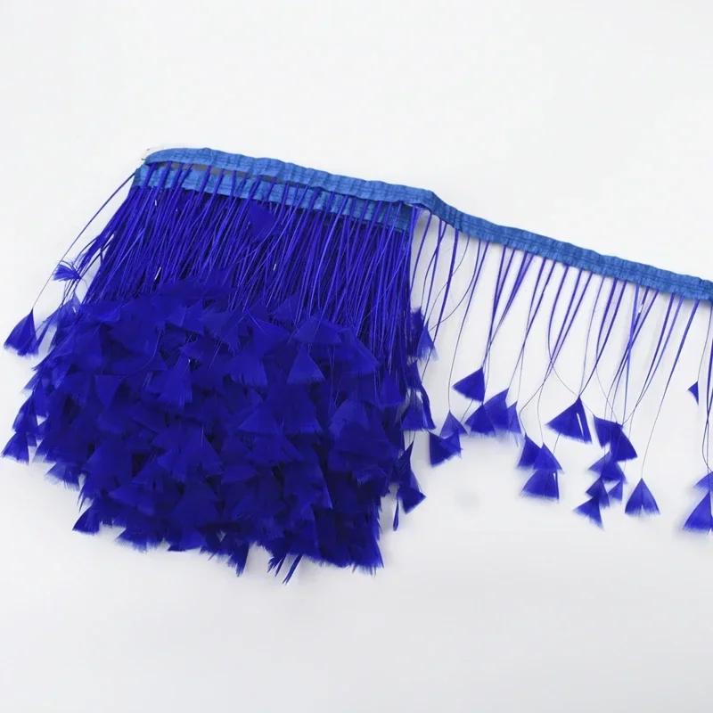 2Meters Colored Turkey Feathers On Tape Tassel Fringe Trim Decoration White Black Ribbon Sewing Dress Flecos Handicrafts Decor