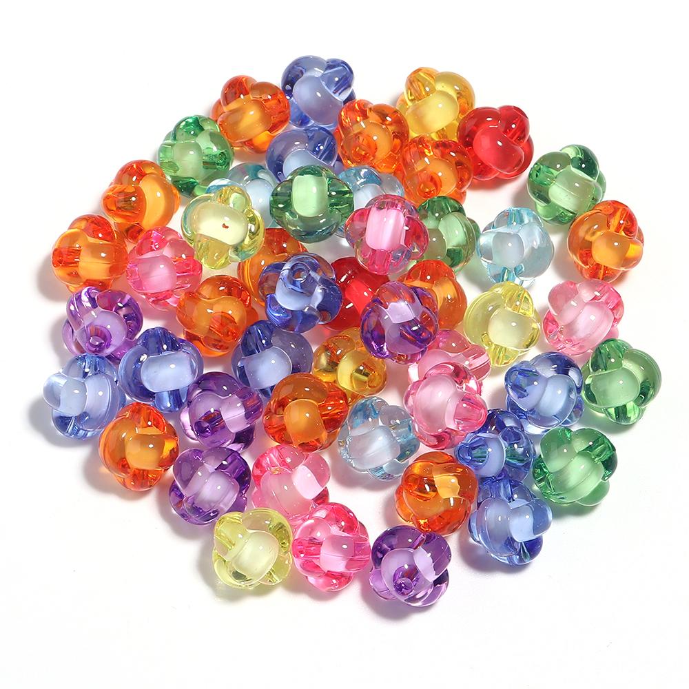50pcs/lot Mixed Color Acrylic Beads Flower Oval Round Bucket Shape Loose Beads For DIY Bracelet Earrings Jewelry Accessories