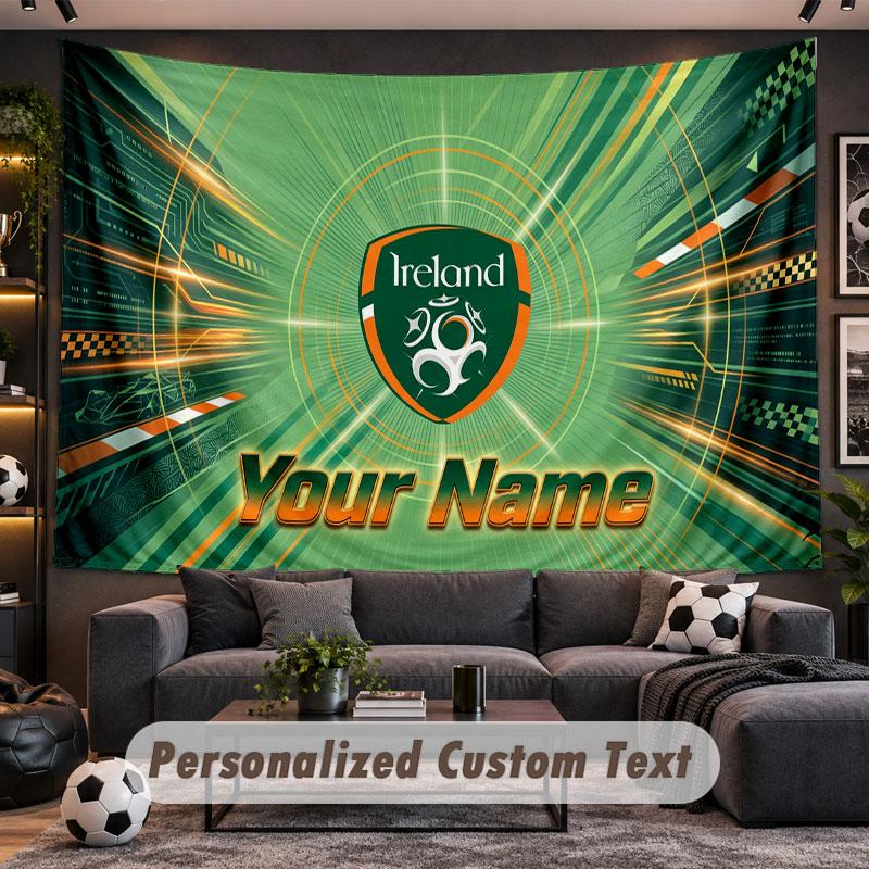 Wall Hanging Tapestry Custom NameIreland Rugby Pattern Personalized Printed Fabric Wall Decor