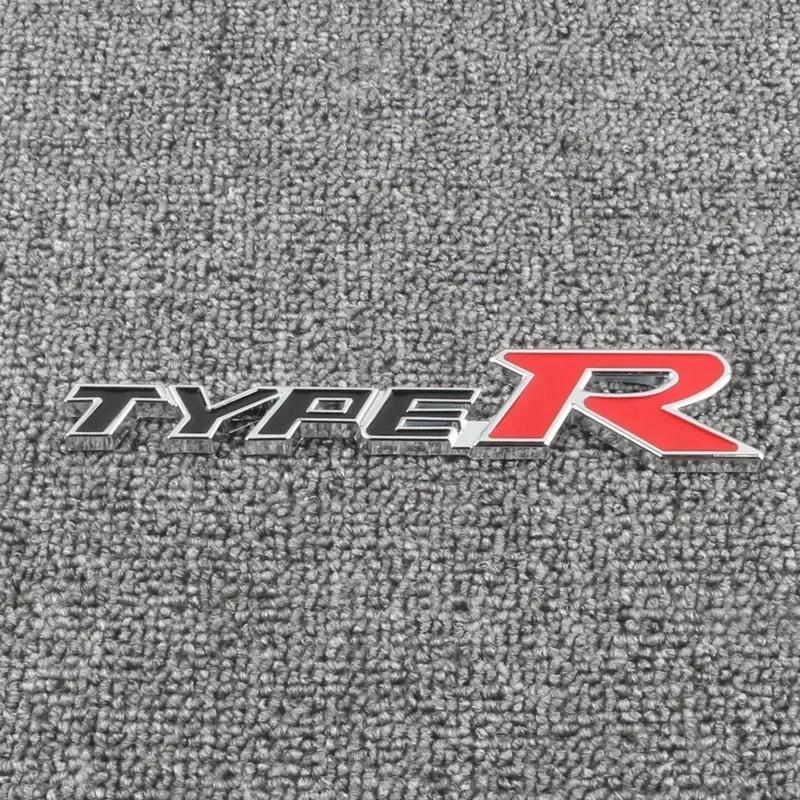 3D Metal Type R Logo Car Rear Trunk Front Grill Badge Emblem Sticker Decals For Honda Civic Fit Accord TypeR Accessories CTI4