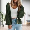 Women Chunky Knit Cardigan Fall Winter Open Front Sweater Button Closure Single Breasted Solid Color Loose Short Outerwear Coat