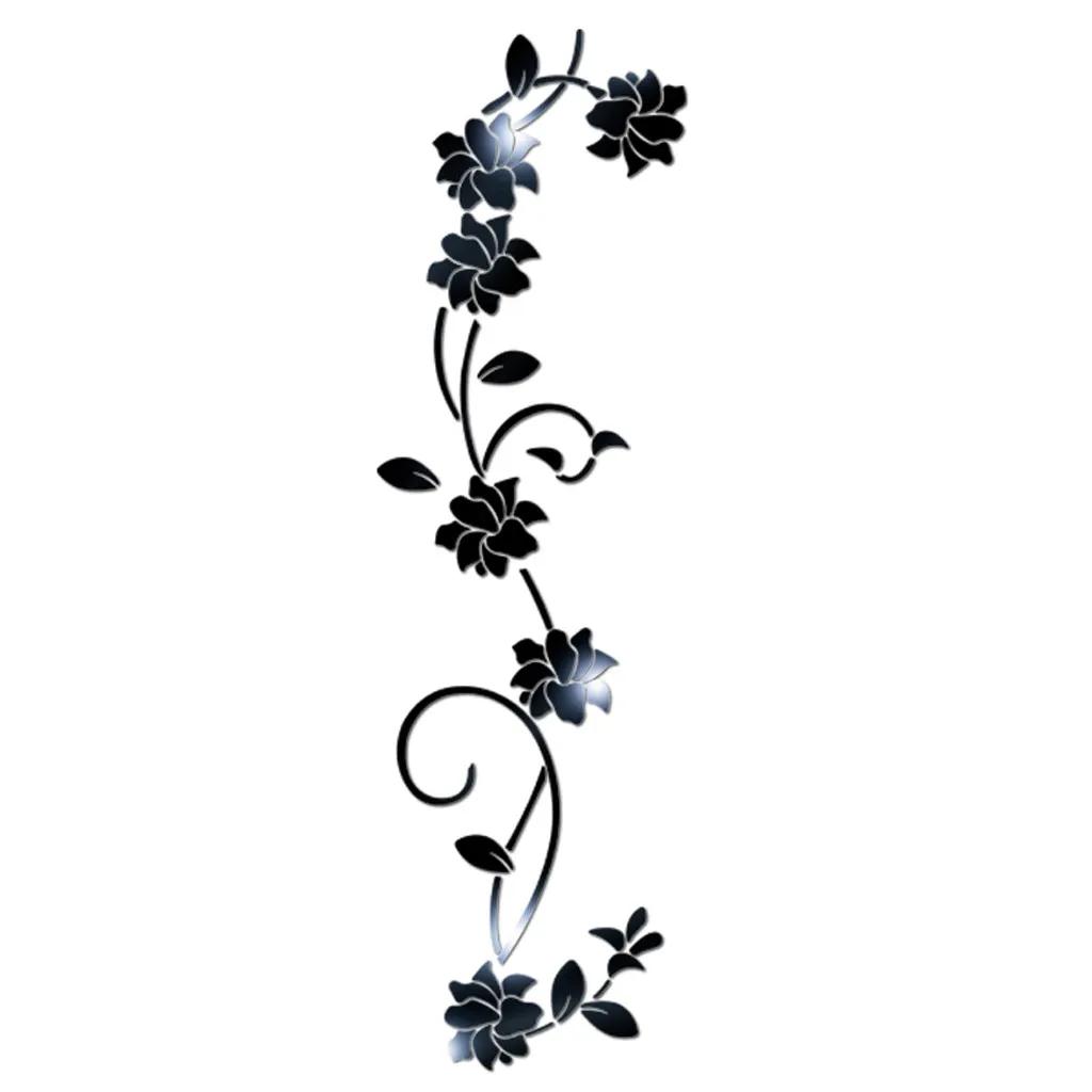 3D DIY Creative Flower Shape Acrylic Wall Sticker Modern Sticker Decorative Gift (Black, Gold, Silver) LS