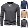 Men's Solid Color Button Collar Long Sleeve Sweatshirt Men's Sports Large Size Casual Button Collar Top