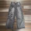 American Retro Distressed Washed Hip-Hop Loose Wide-Leg Jeans