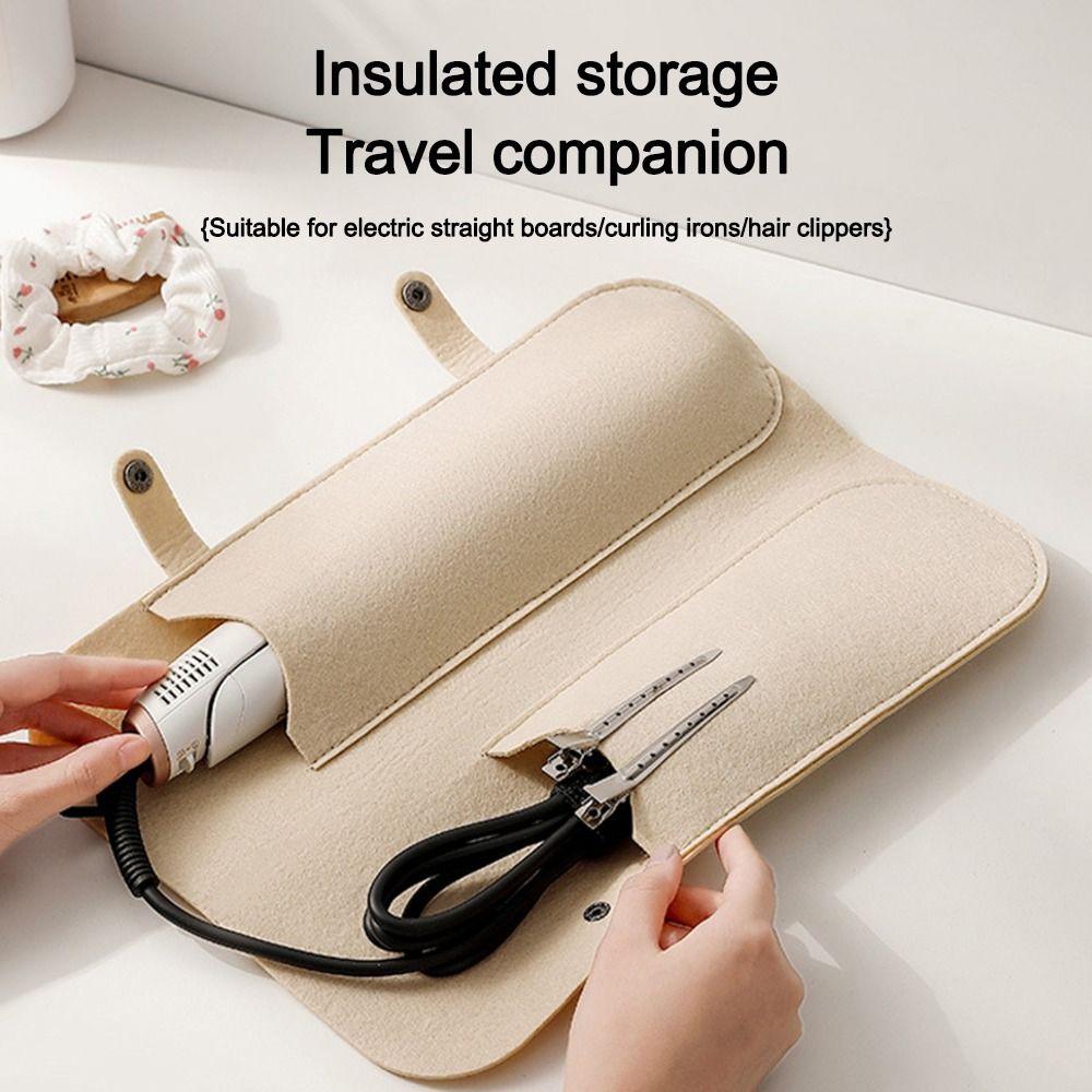 Felt Curling Iron Storage Bag Portable Heat Resistant Straightener Felt Bags Hair Curling Wand Cover Curling Iron Straightener
