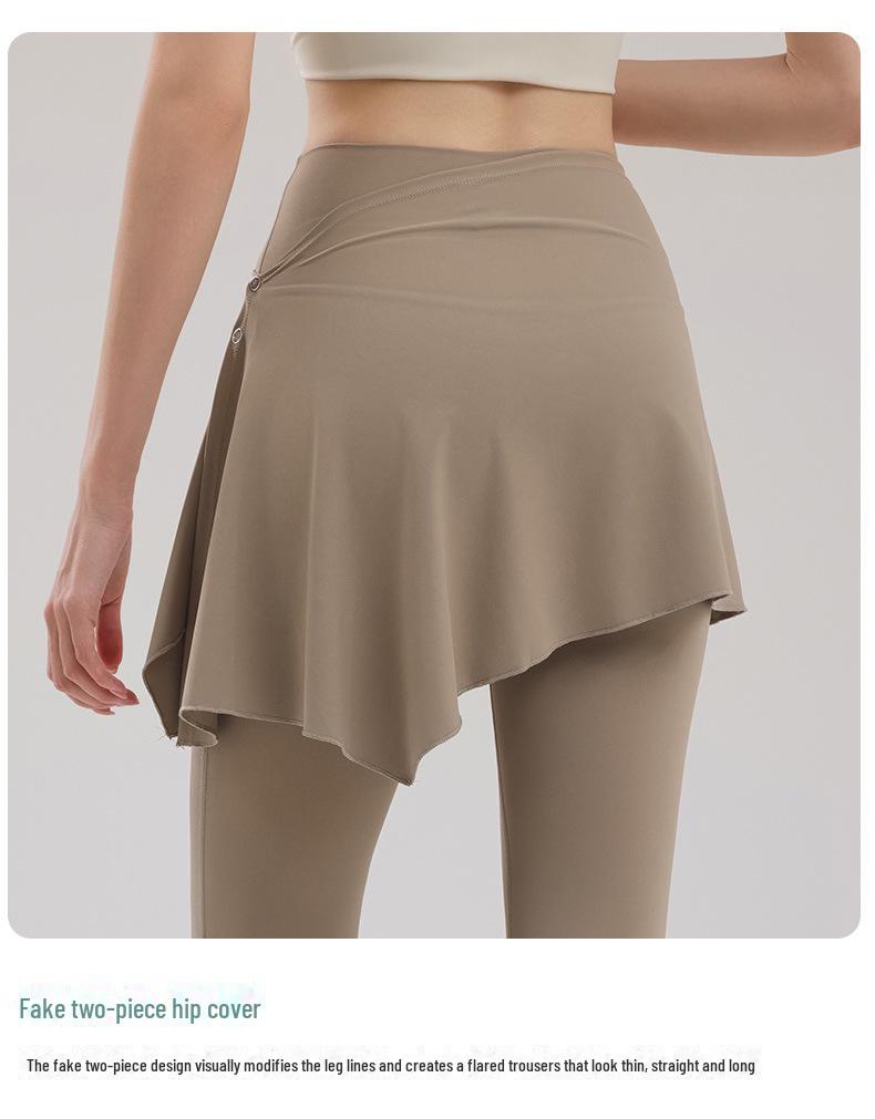 Women's Autumn Flared Yoga Pants, Hip-Lifting Skirted Design for Pilates & Fitness