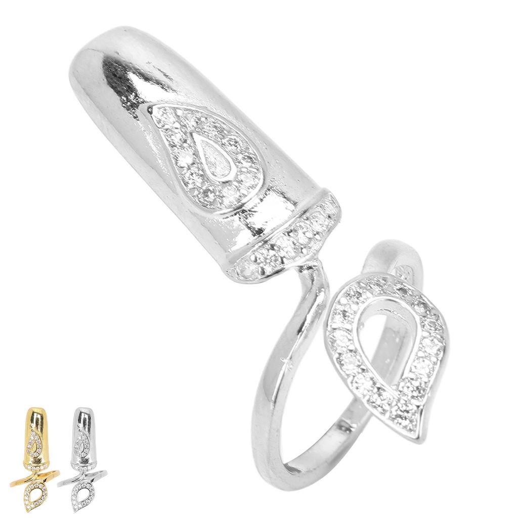 Креативные кольца в форме ногтей, персонализированные модные открытые кольца, украшения со стразами, украшения на кончики пальцев