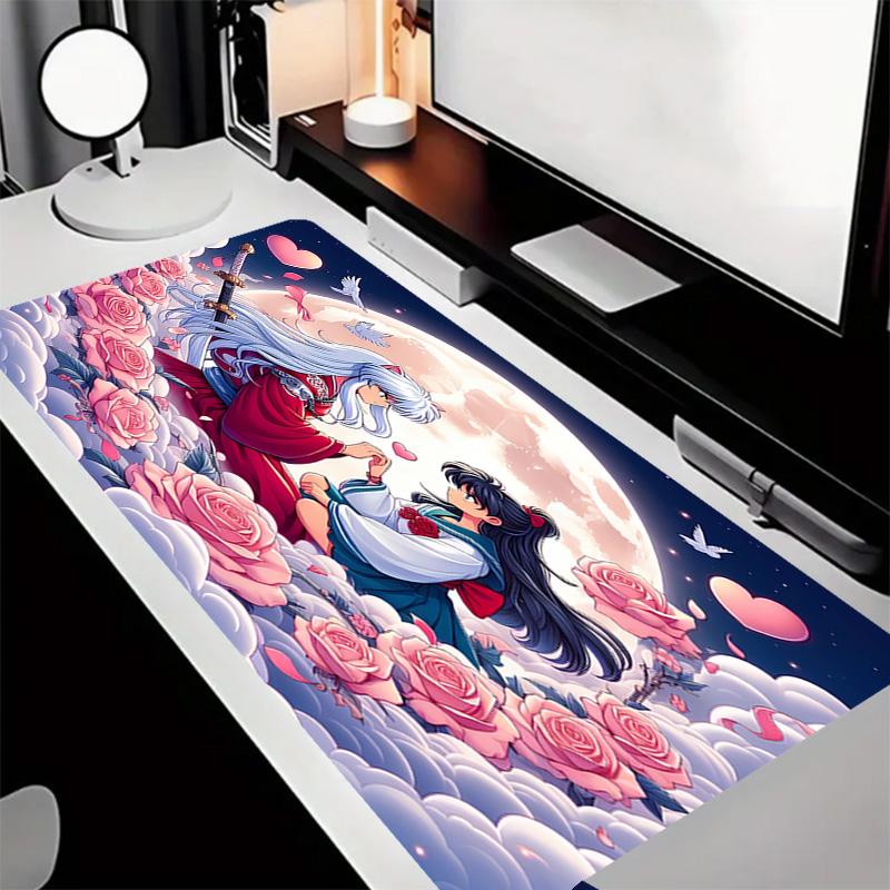 Inuyasha & Kagome Theme Premium Non-slip Mouse Pad with Stitched Edges,Durable Rubber Material,for Desktop & Gaming Great Gifts