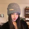 Thickened Beanies Hat Korean Style Pullover Hat Letter Chic Knitted Hat  Outdoor