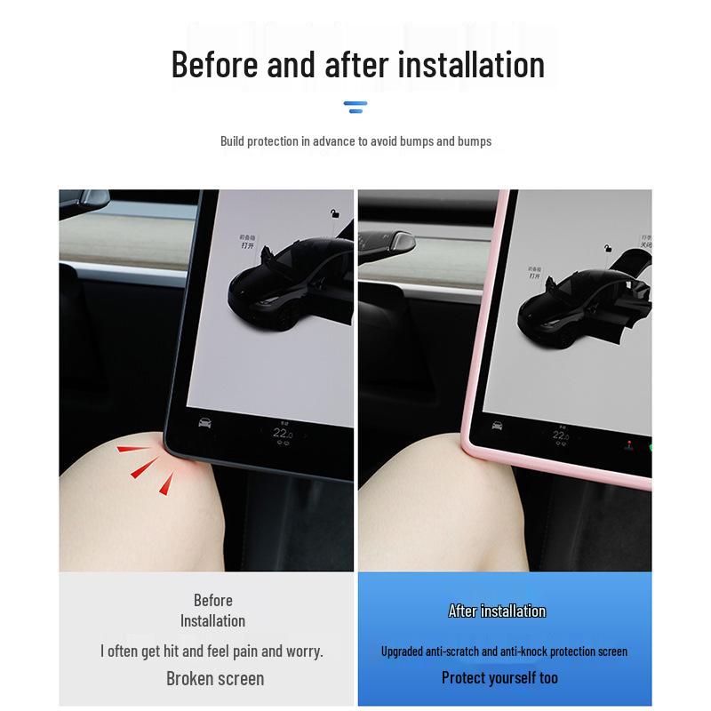 Tesla Model 3/Y Screen Protector Silicone Frame: Center Console Display Collision Cover.