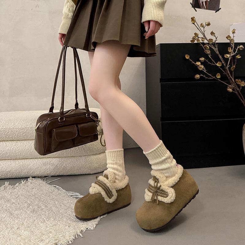 Женские мягкие эластичные зимние меховые ботинки на толстой подошве, теплые, с холодозащитной подкладкой, нескользящие, износостойкие, повседневные спортивные хлопковые ботинки
