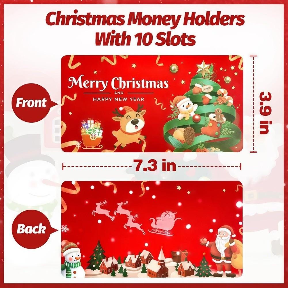 Santa Claus Christmas Cash Gift Envelope Christmas Tree with 10 Slots Christmas Money Holders Christmas Surprise Party Money Box