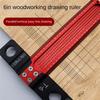 6/12 Inch Woodworking Hole Drawing Ruler Parallel/vertical Drawing Ruler T-shaped Square Hole Marking Ruler