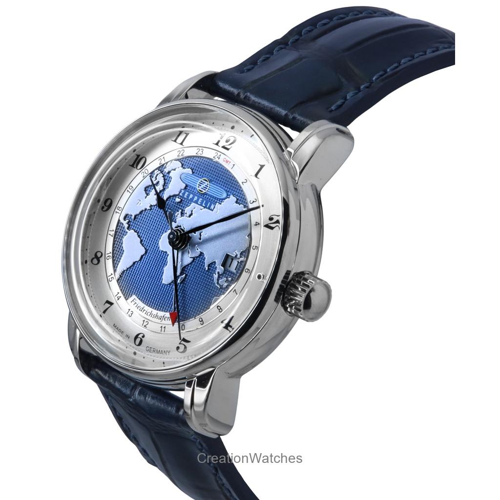 ZEPPELIN Friedrichshafen GMT кожаный ремешок синий циферблат автоматические 85963 мужские часы