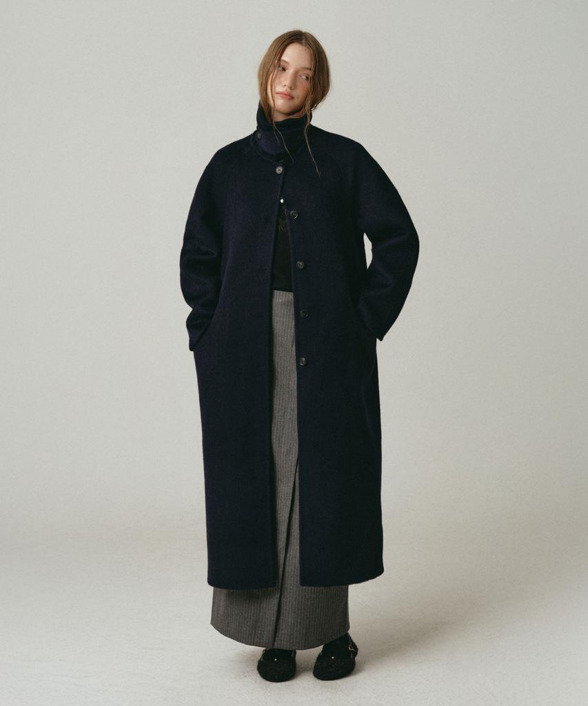 LOSSYROW Classic Single Long Coat Navy