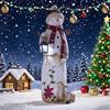 Christmas Snowman Figurine with Lantern Resin Snowman Statue Art Decor Outdoor Christmas Snowman Door Greeter for Yard Garden Decor
