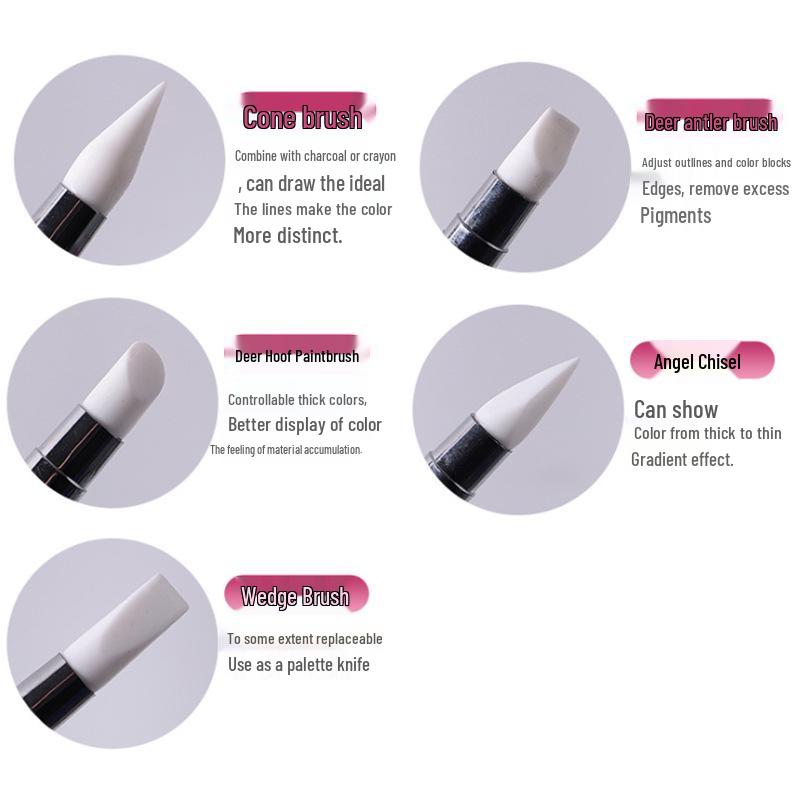 Набор силиконовых ручек для лепки и тиснения ногтей - 5 шт. с мягкими наконечниками и стразовым держателем