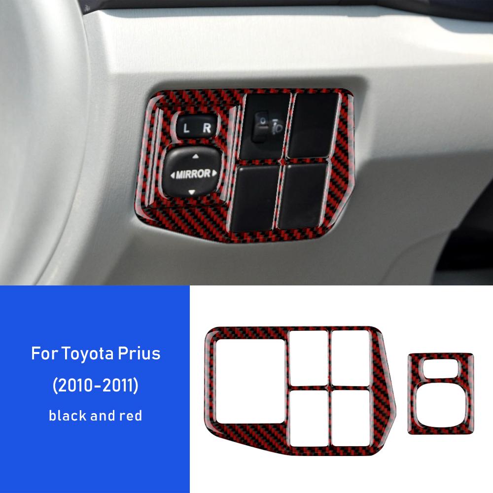 Настоящее мягкое углеродное волокно для Toyota Prius 2010 2011 Аксессуары Декоративные накладки на салон Кнопка переключателя бокового зеркала фар автомобиля Наклейка