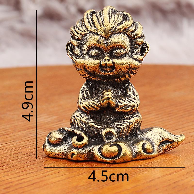 Yellow Brass Wukong Myth Statue with Ruyi Jingu Bang