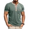 Летняя мужская футболка с коротким рукавом Henley Button Vintage T-Shirt, цветная футболка с блокировкой, мужская