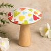 Wooden Mushroom Decor, Hand-Painted Pastel Hearts