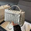 Ielgy Fashionable Woven Bag Hand-Carrying Square Box Lunch Box Bag Portable Shoulder Messenger Bag