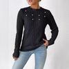 Women's Autumn and Winter Round Neck Pullover Simple Beaded Woven Sweater