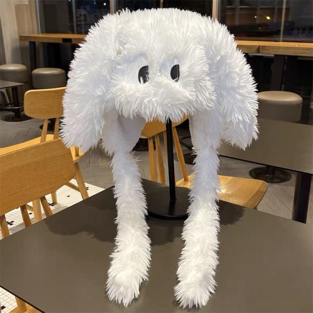 Шнуровка Длинная щенячья шапка Зимняя мультяшная шапка Мягкая плюшевая шапочка для взрослых