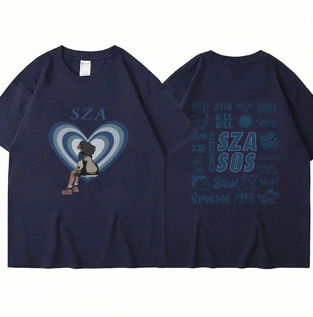 SZA новый музыкальный альбом SOS футболка унисекс женские модные футболки больших размеров в стиле хип-хоп Harajuku Повседневная хлопковая летняя футболка уличная одежда Y2K