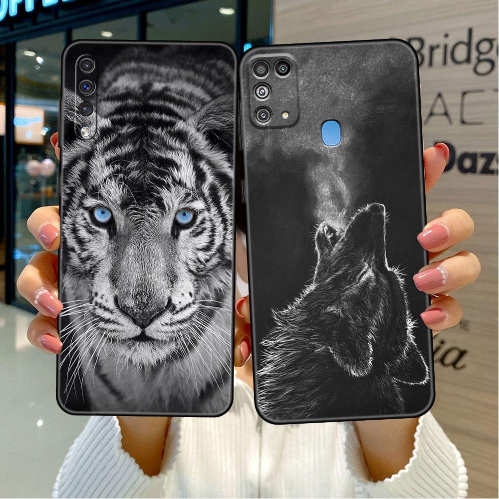 Чехол с изображением волка, собаки, кошки, птицы, льва, тигра, животного для Samsung Galaxy A50 A02s M31 A70 A30 A10 A20e A40 A10s M30s M51, черный чехол для телефона