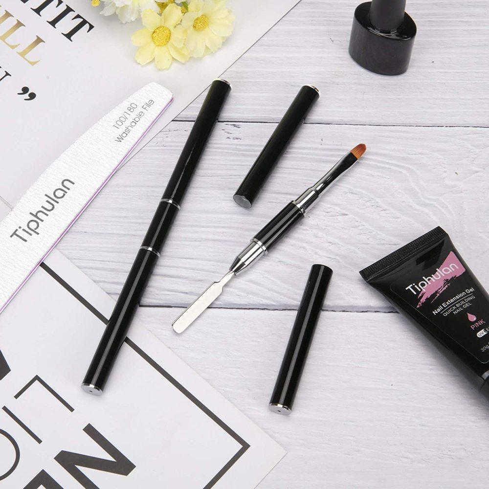 Гелевая кисть и подборщик, дизайнерская кисть для ногтей и шпатель 2 в 1, инструмент для гелевой кисти для наращивания акриловых ногтей