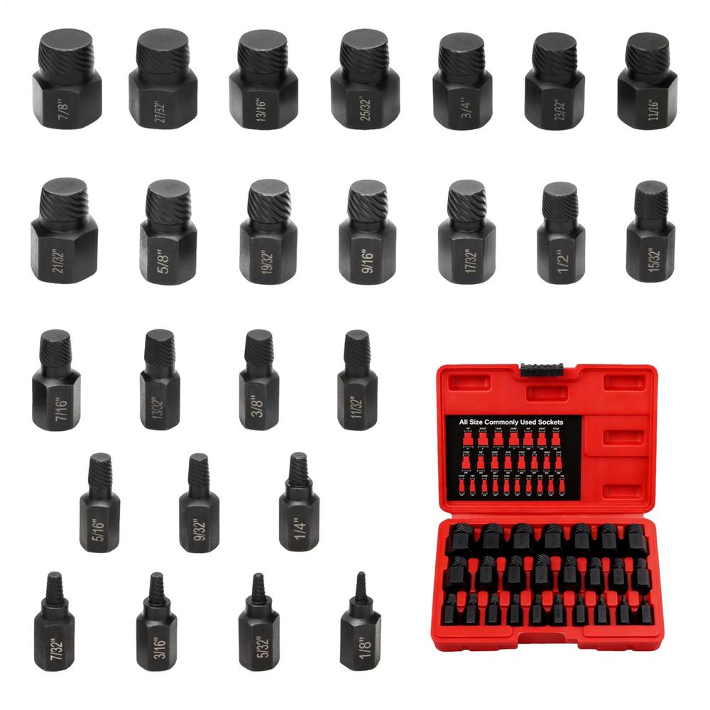 Bolt Extractor Socket Set Easy Out Metal Heavy Duty Hand Tools 25-Piece Bolt Extractor Socket Set For Damaged Stripped Broken