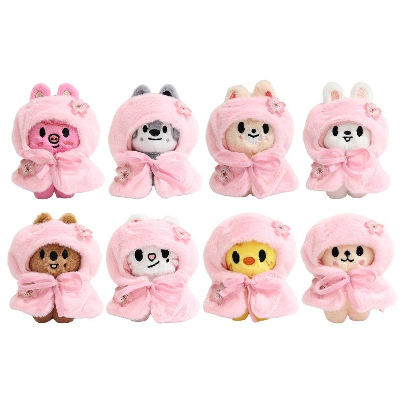 New Cute Sakura Themed Toy Set With Cloak Shawl Dress Up Figure Bag Keychain Decorative Kawaii Plushie Doll Supplies Gift