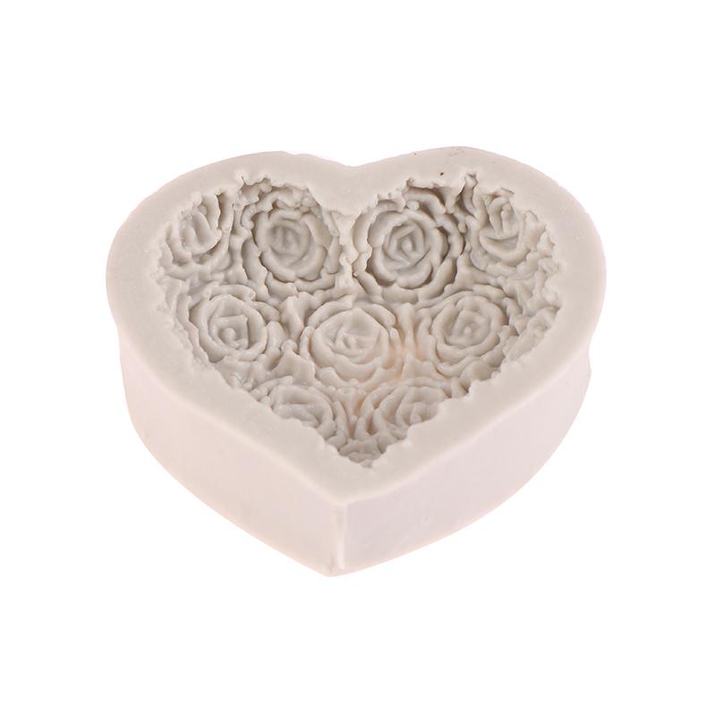 1Pc Heart Rose Flowers Shape Silicone Mould Diy Fondant Chocolate Soap Mold Candle Polymer Clay Molds Crafts Base Tool