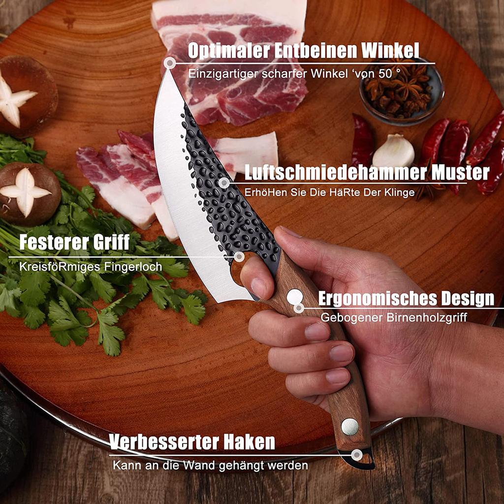 Японский нож для мяса из углеродистой стали с деревянной ручкой Полный нож шеф-повара Тан