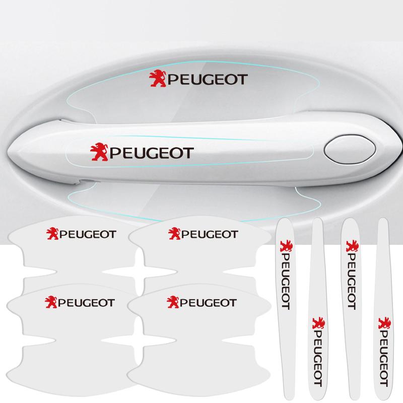 8pcs Car Door Handle Stickers Transparent Protector Film For Peugeot 206 308 208 307 2008 106 407 607 207 508 107 408 205 406