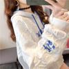 Hooded Sweater Women's Fall Big Size Loose Casual Jacket Letters Embroidery Long-sleeved Tops