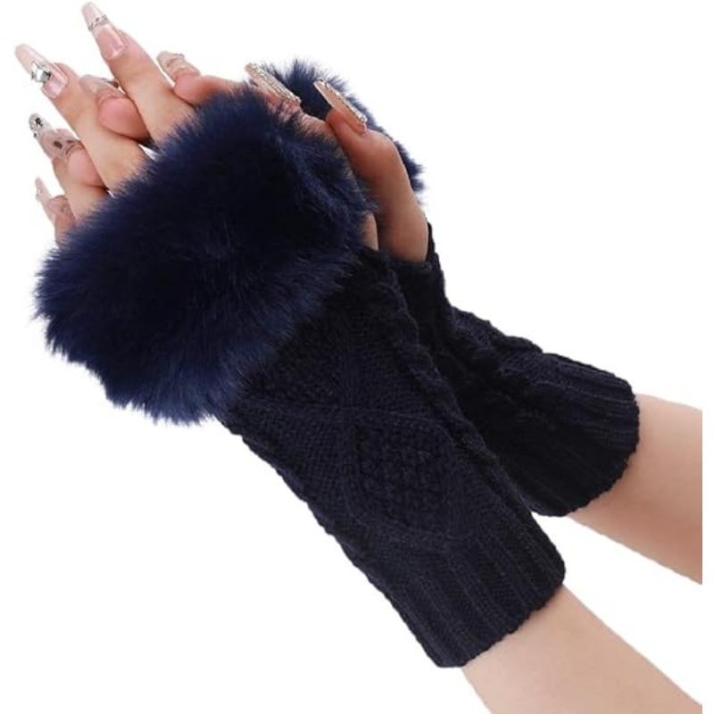 Утеплители для рук, перчатки без пальцев с отверстием для большого пальца, вязаные варежки, зимний подарок, теплые перчатки для женщин
